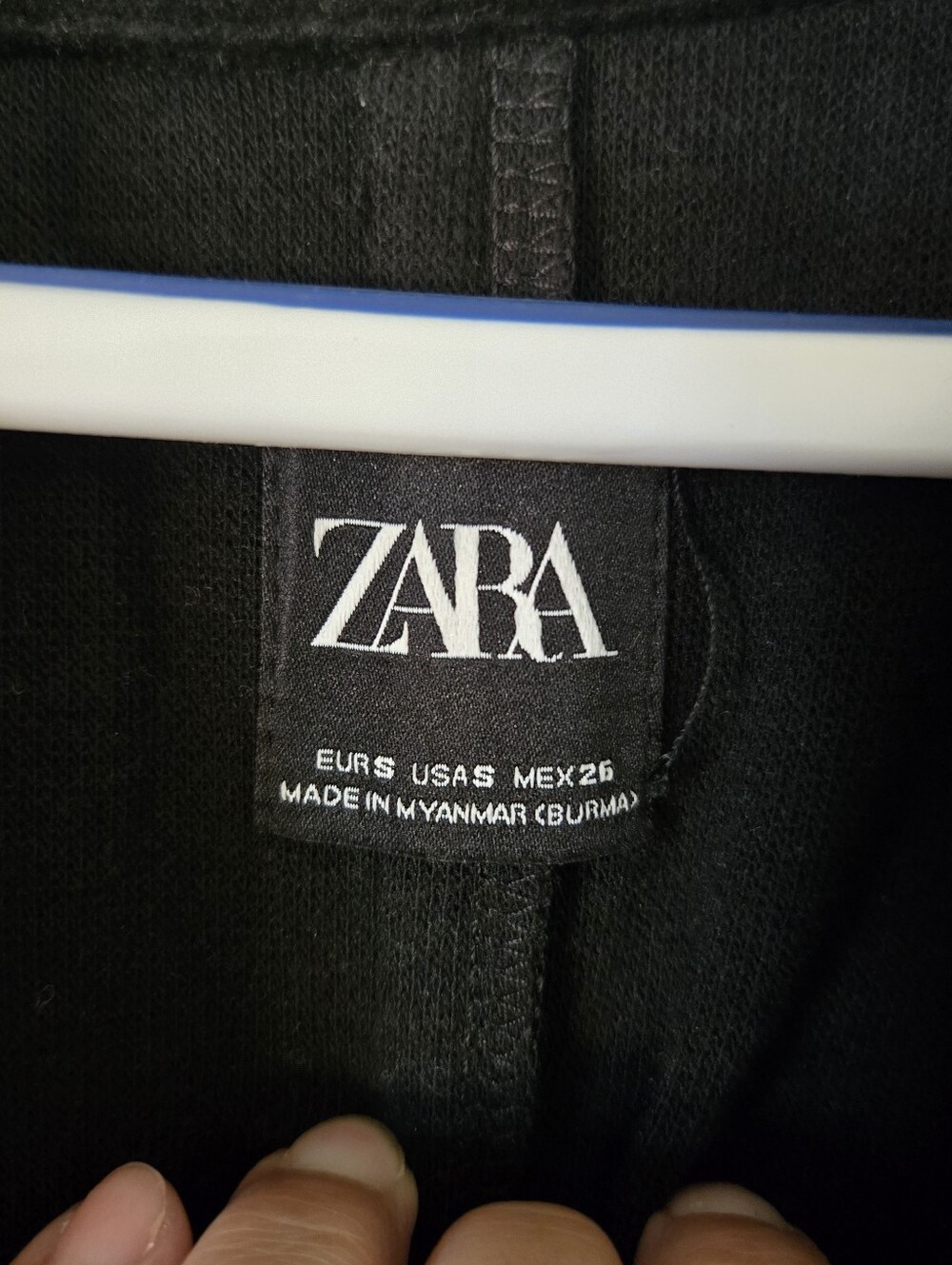 Zara | Black Long Single Breasted Open Front Felted Coat Size Small - Picture 8 of 10